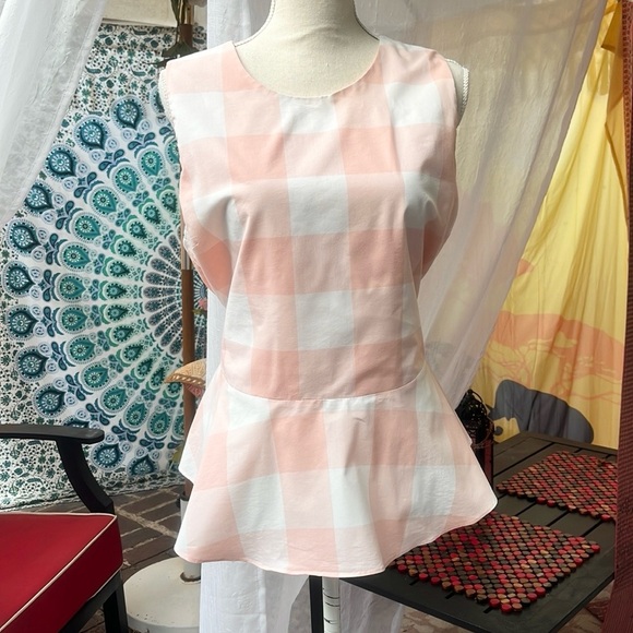 Buffalo Check Sleeveless Peplum Tank - Picture 3 of 10